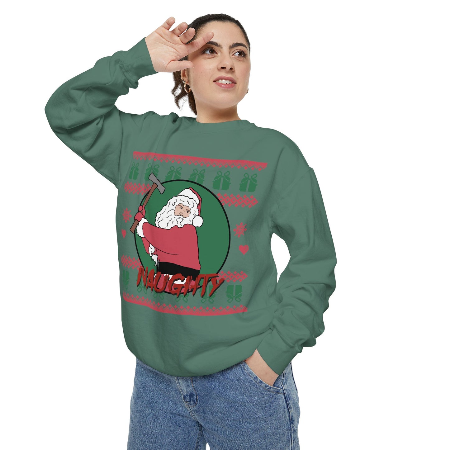 Silent Night Deadly Night Inspired Illustrated Unisex Garment-Dyed Sweatshirt