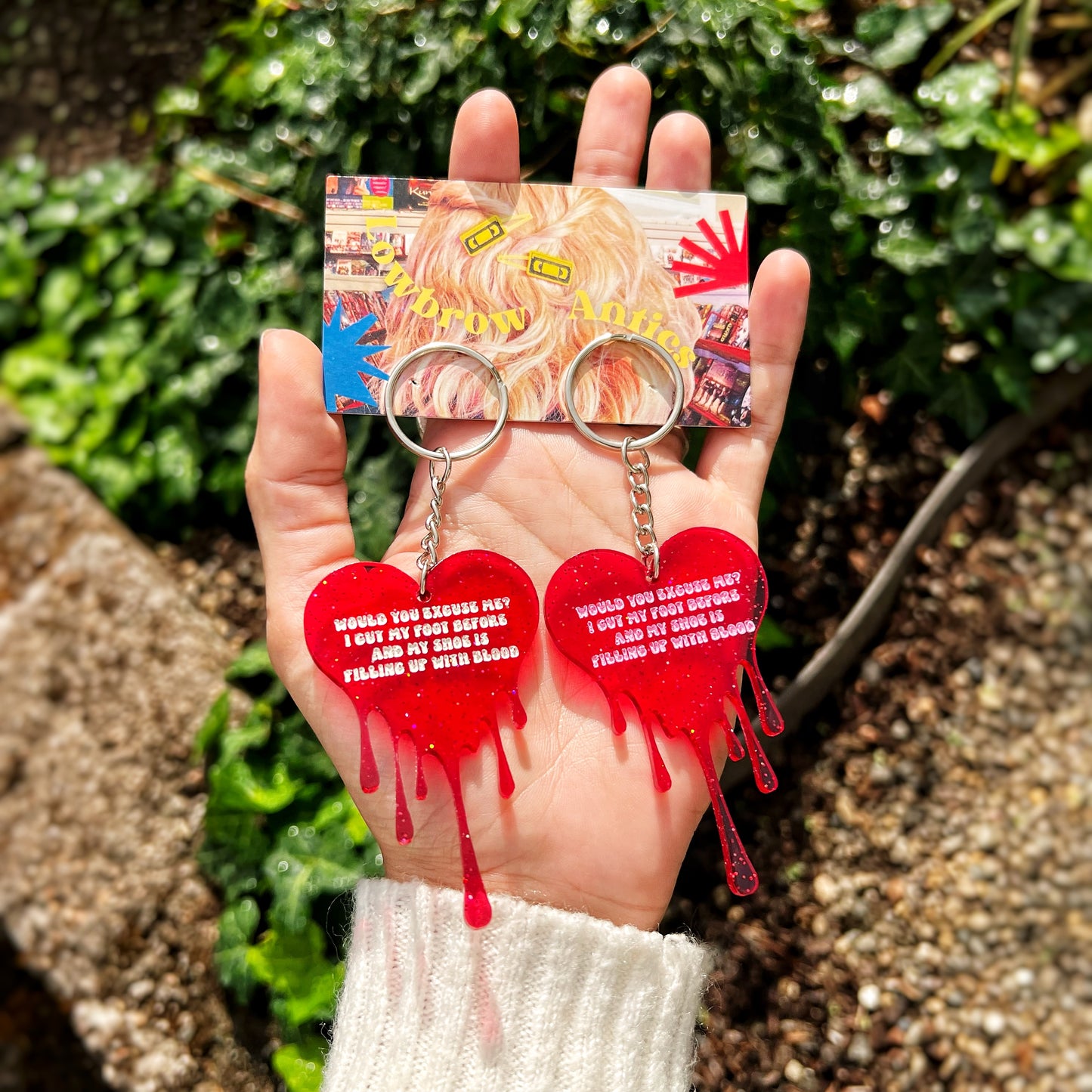 Romy’s Bleeding Foot Heart Keychains