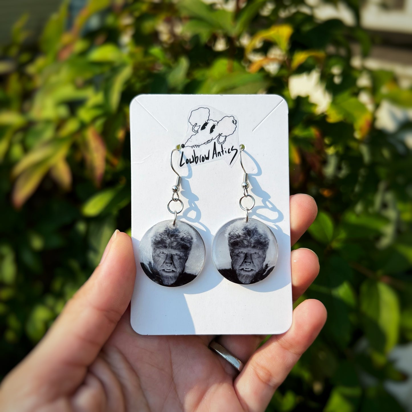 Wolfman Black and White Horror Earrings