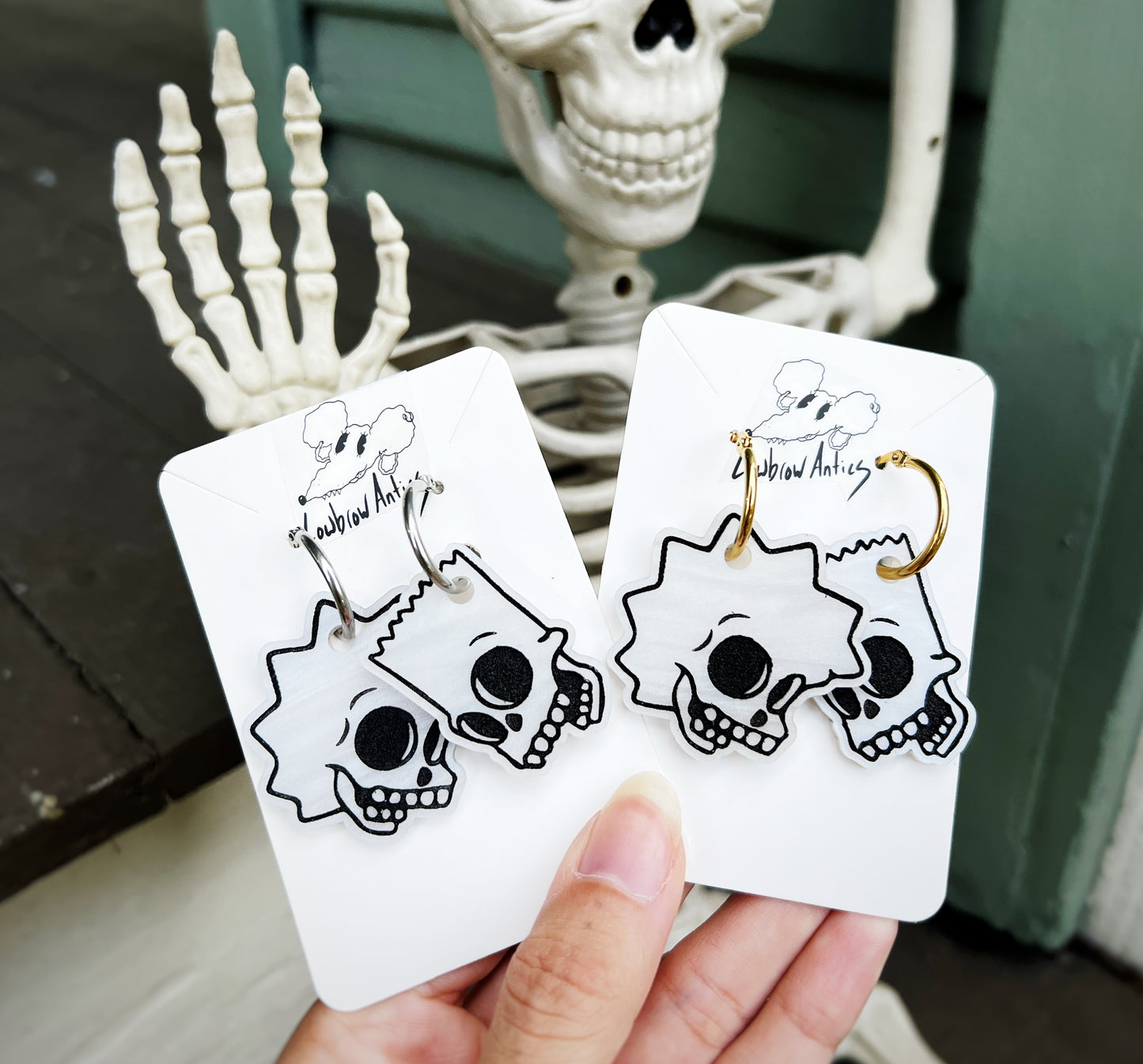 Treehouse of Horror Inspired Skeleton Earrings & Keychains