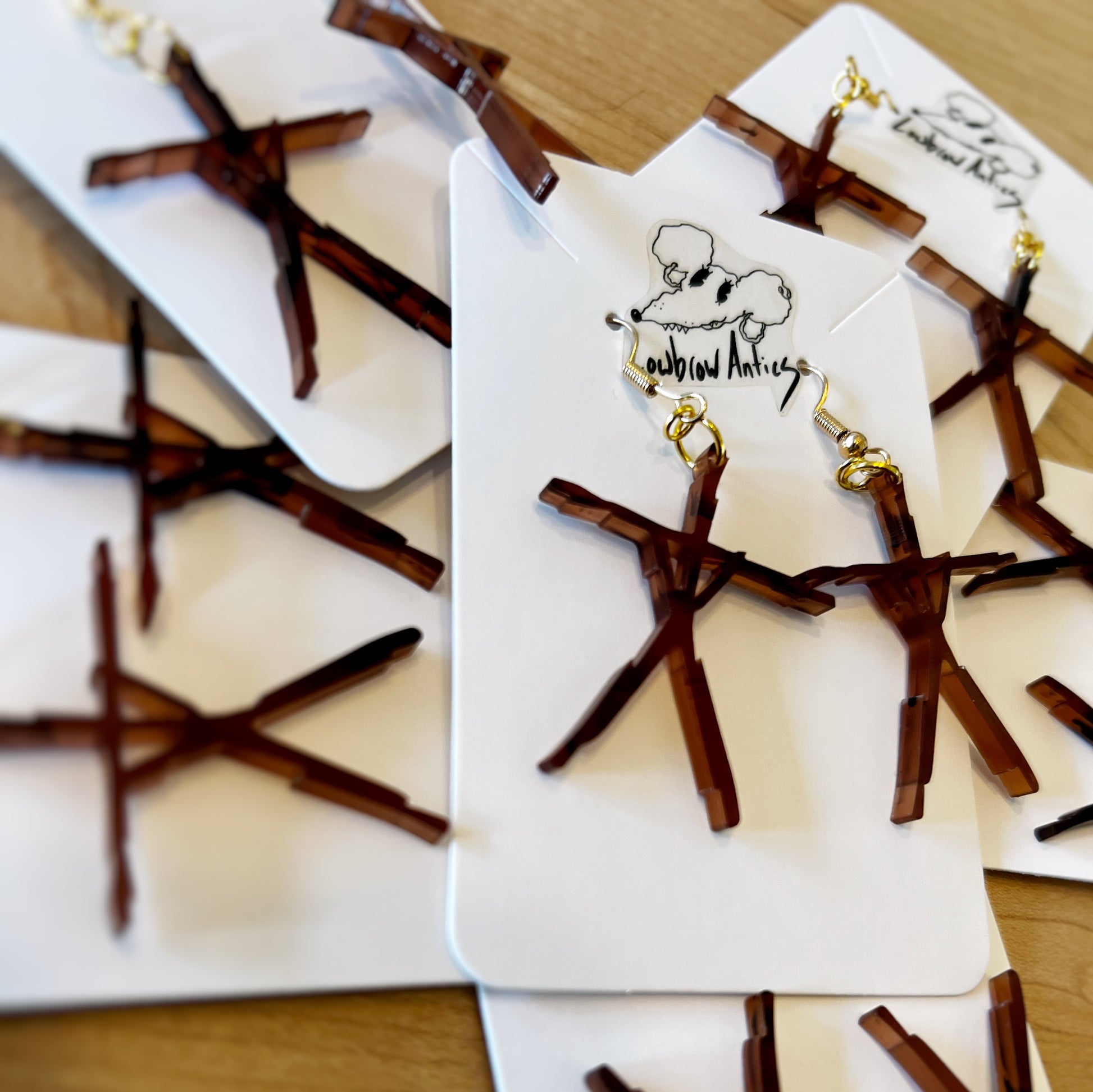 Handmade Twana symbol earrings inspired by The Blair Witch Project.