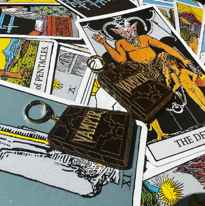 Buffy the Vampire Slayer Vampyr tome earrings and keychains handmade for cult TV fans.