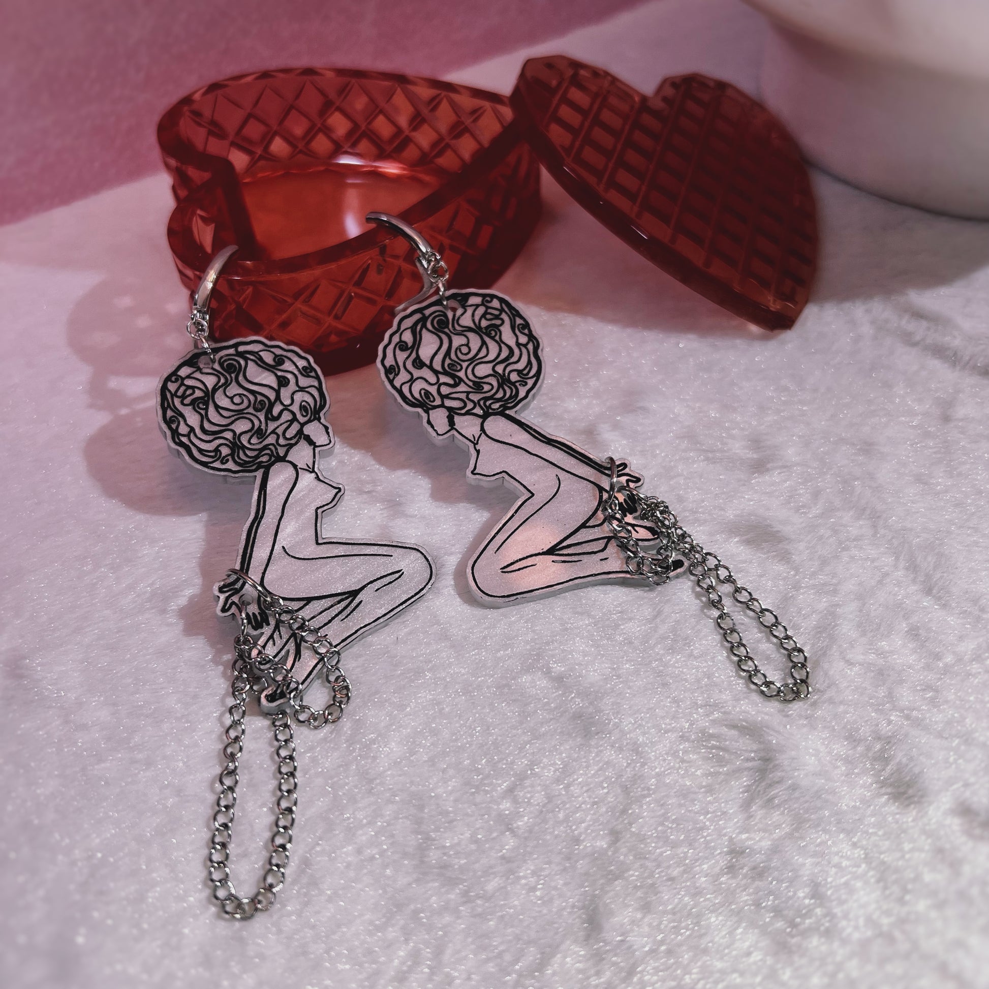 Handmade Milk Maiden earrings inspired by A Clockwork Orange.