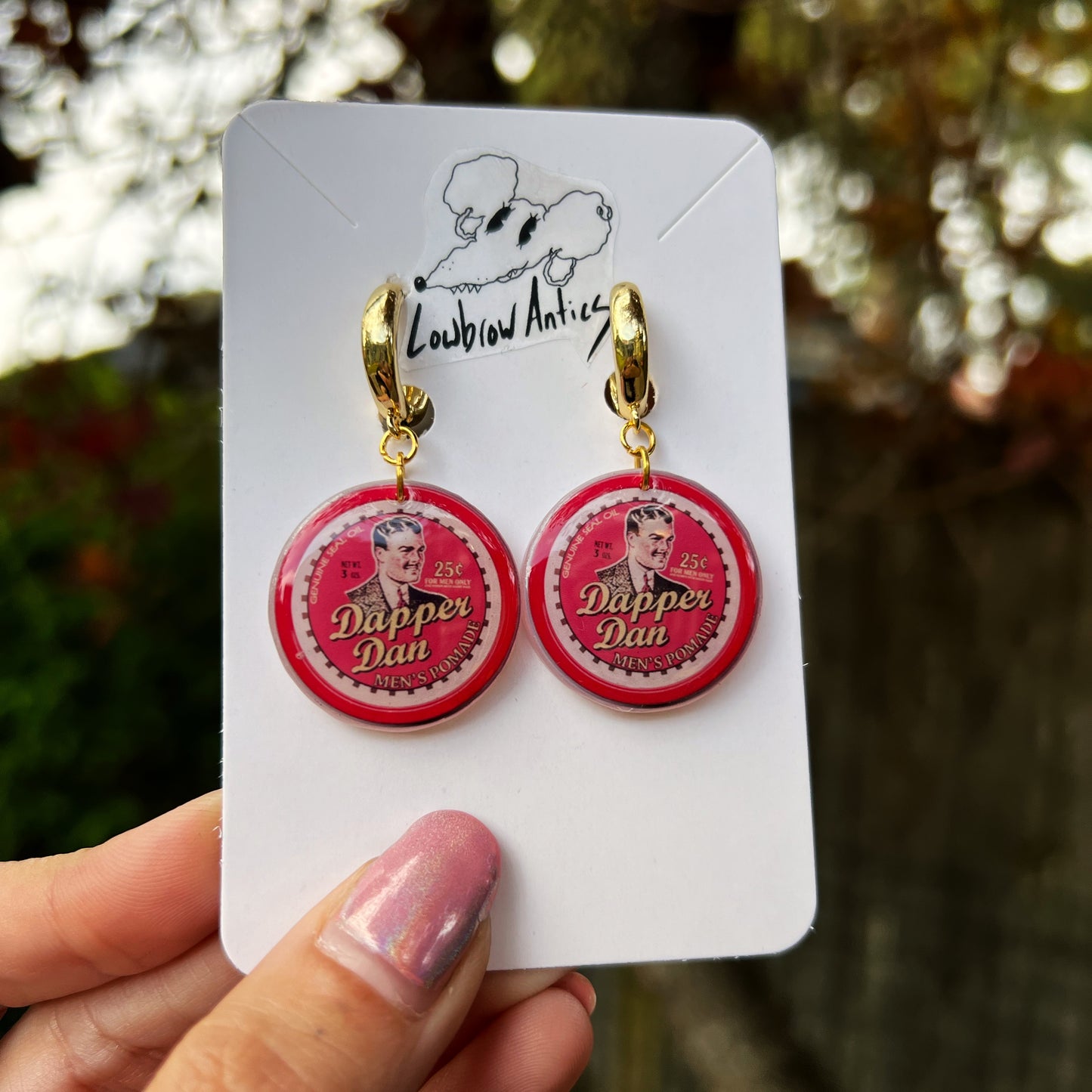 Handmade Dapper Dan hoop earrings inspired by O Brother, Where Art Thou?