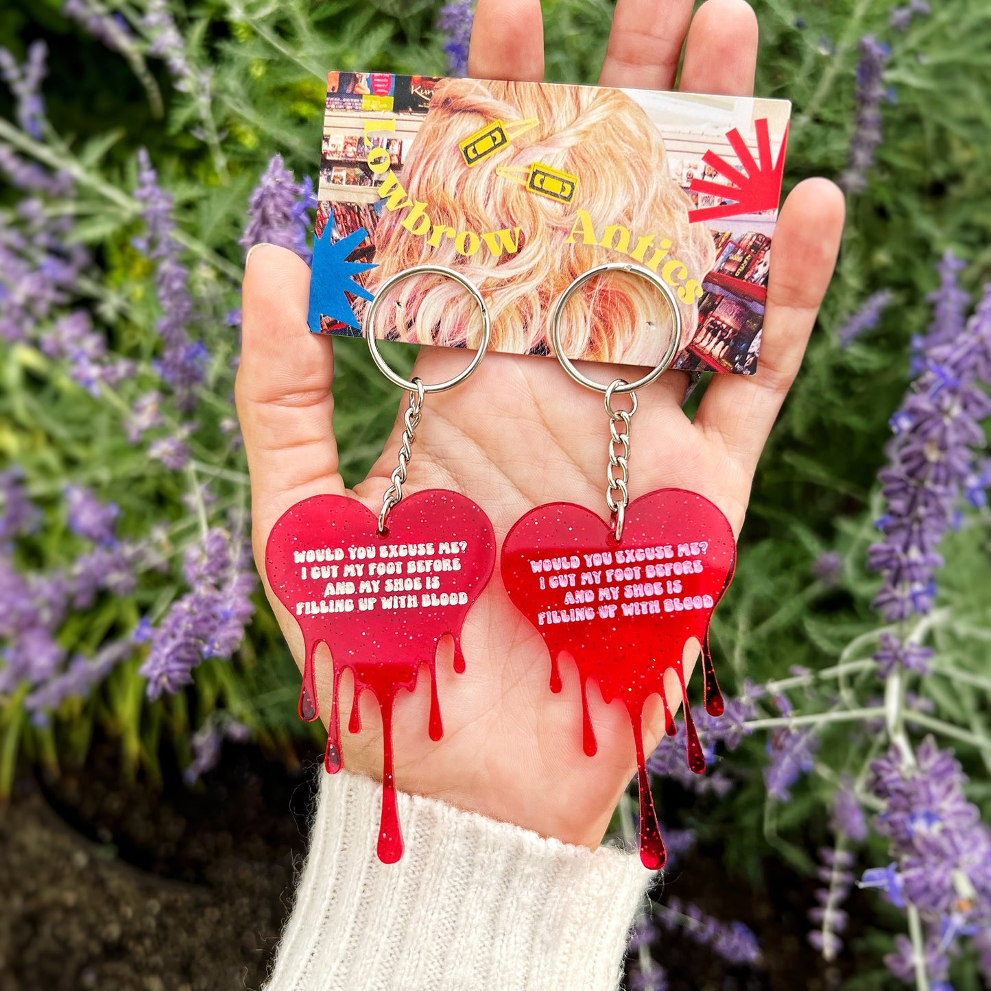 Romy’s Bleeding Foot Heart Keychains