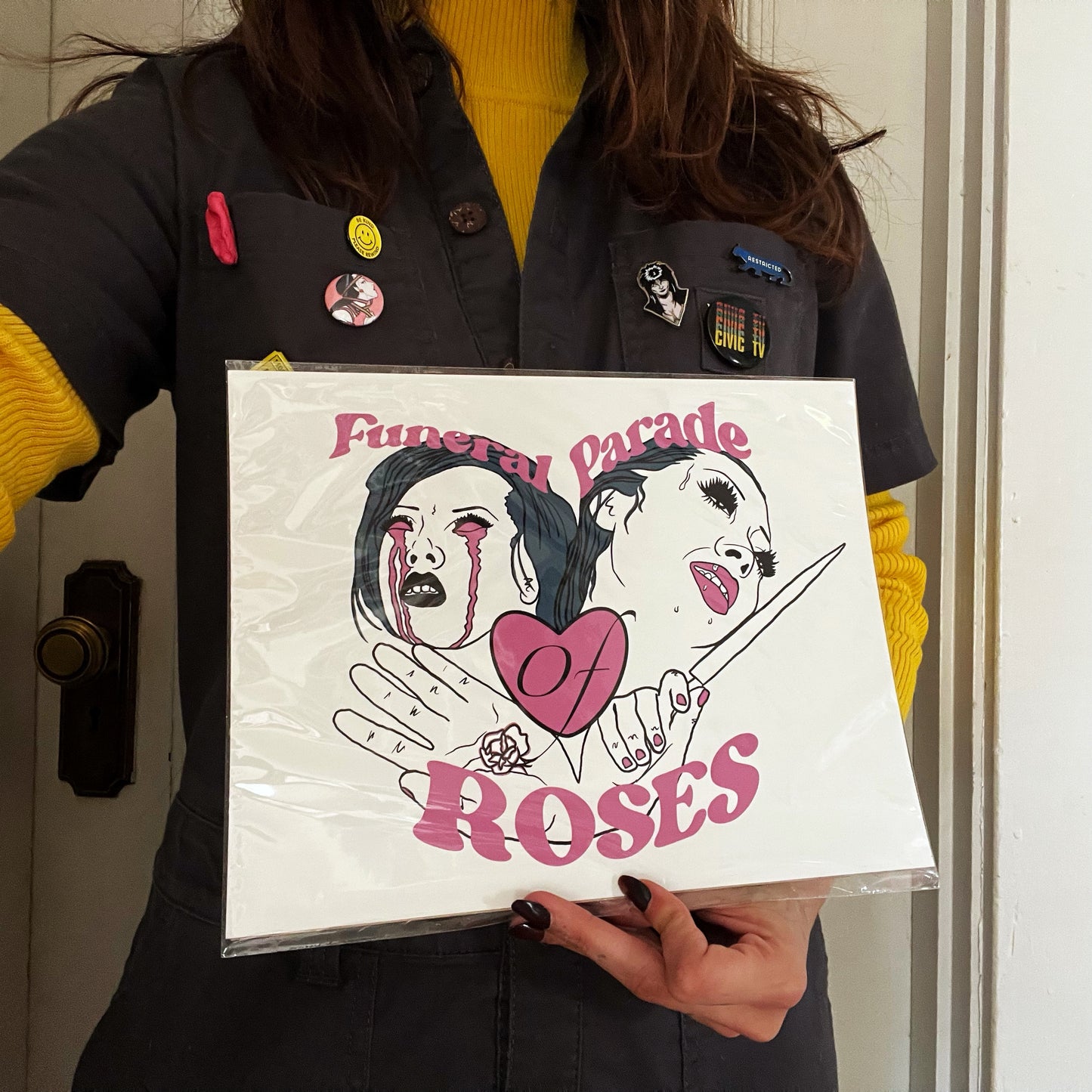 Illustrated Funeral Parade of Roses art print featuring bold, avant-garde design inspired by the cult classic.