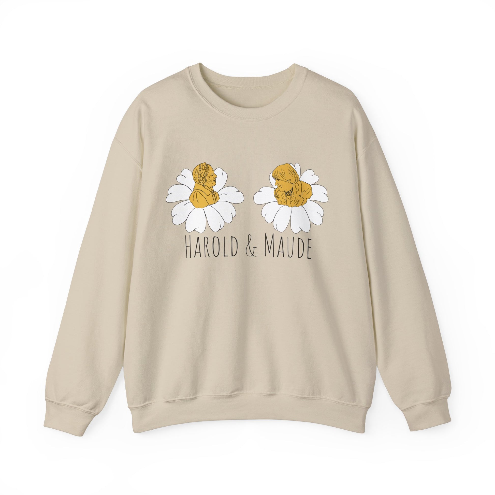 Harold & Maude unisex crewneck sweatshirt featuring a nostalgic, minimalist design for fans of the cult classic film.