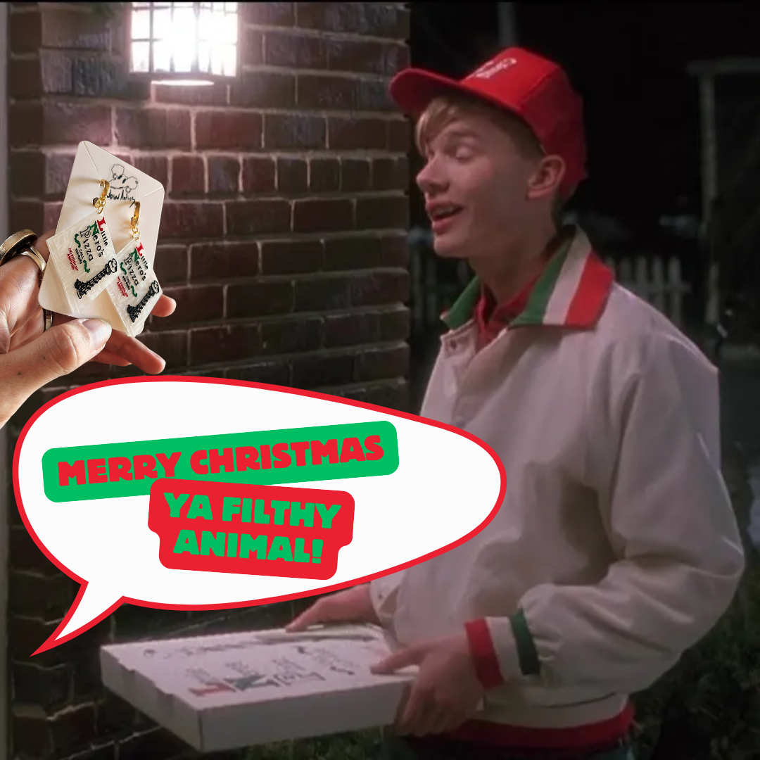 Home Alone Little Nero's Pizza Box Earrings & Ornaments