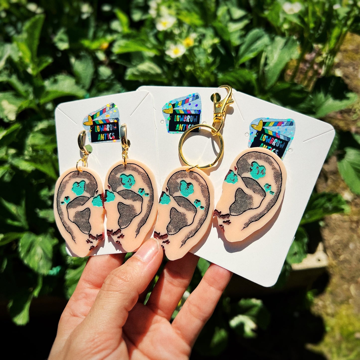 Blue Velvet Inspired Severed Ear Pins, Keychains, and Earrings