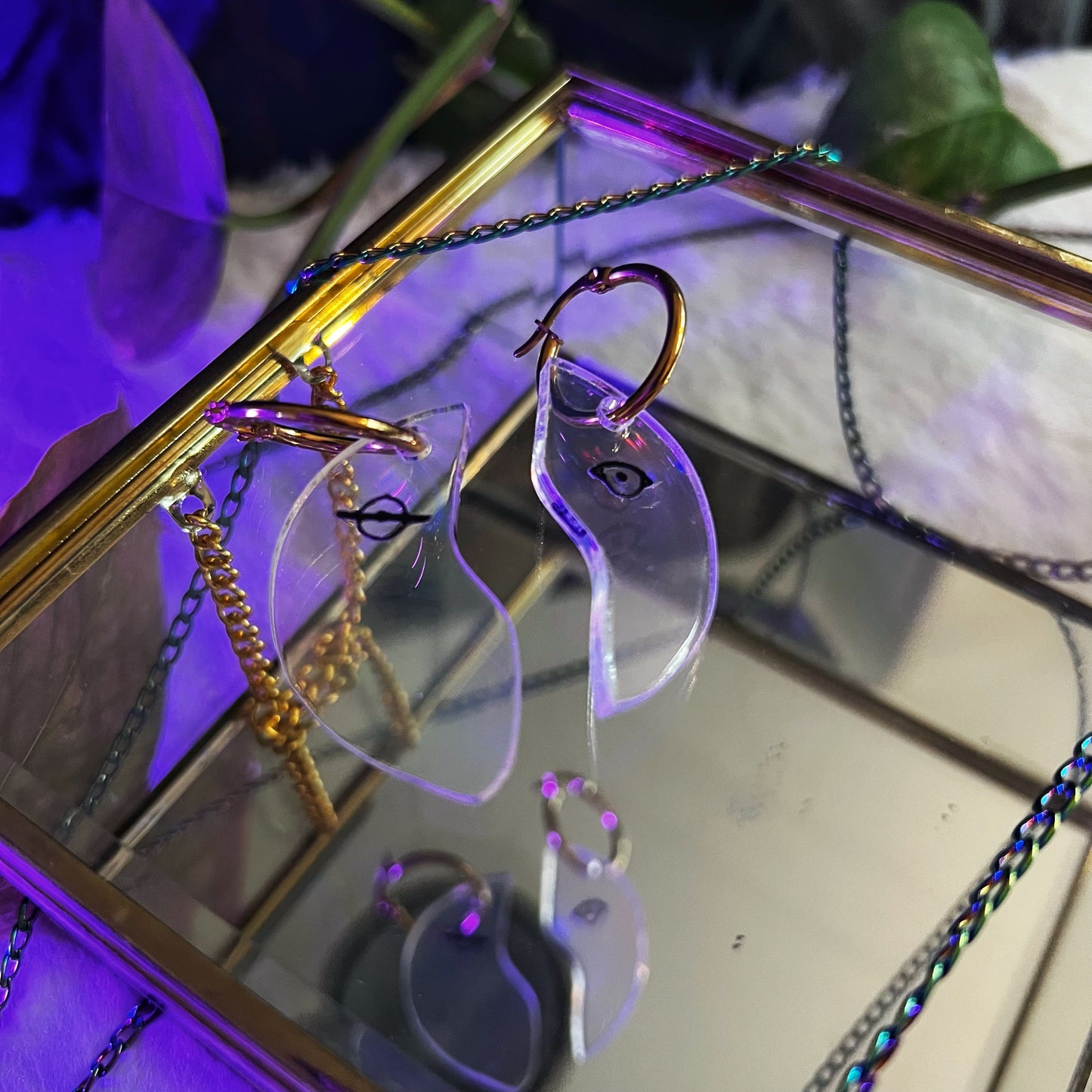 Origin of Love Clear Holographic Face Earrings