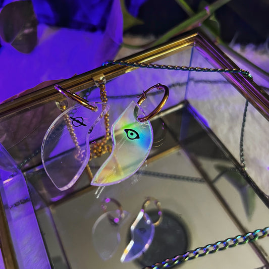 Origin of Love Clear Holographic Face Earrings