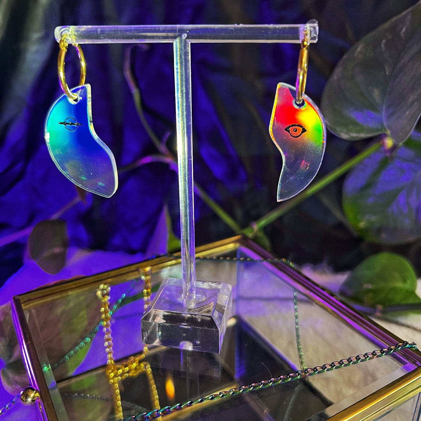 Origin of Love Clear Holographic Face Earrings