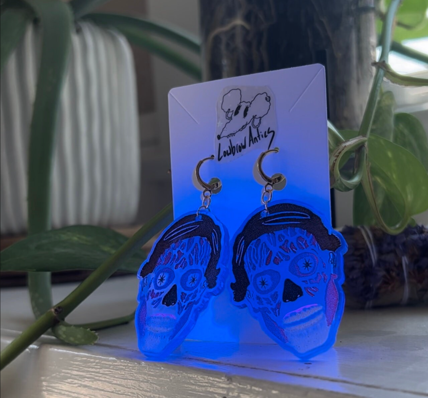 They Live Inspired Blacklight Reactive Earrings