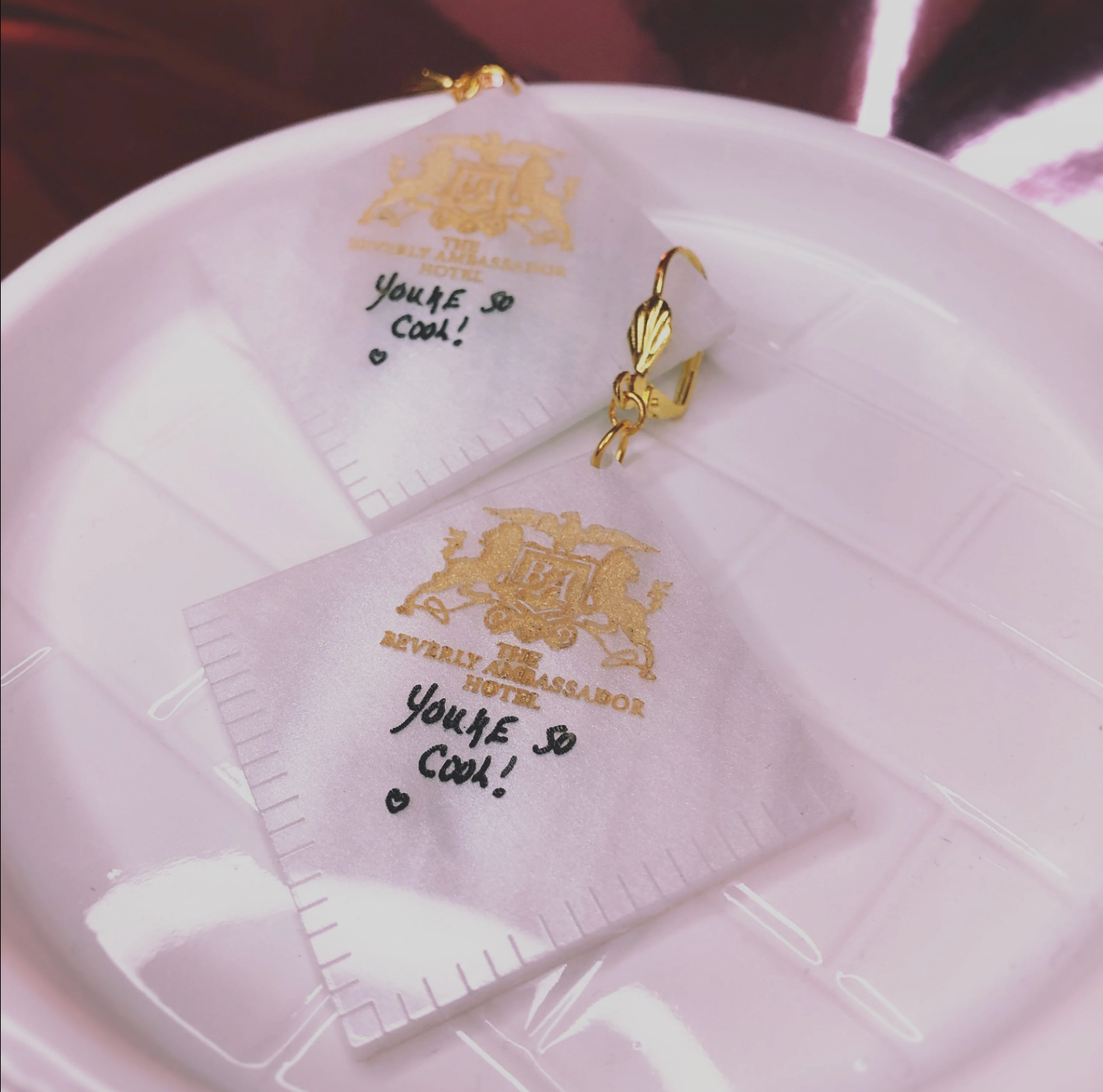 True Romance Napkin Inspired Earrings & Keychains