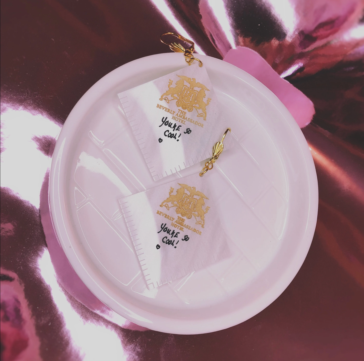 True Romance Napkin Inspired Earrings & Keychains