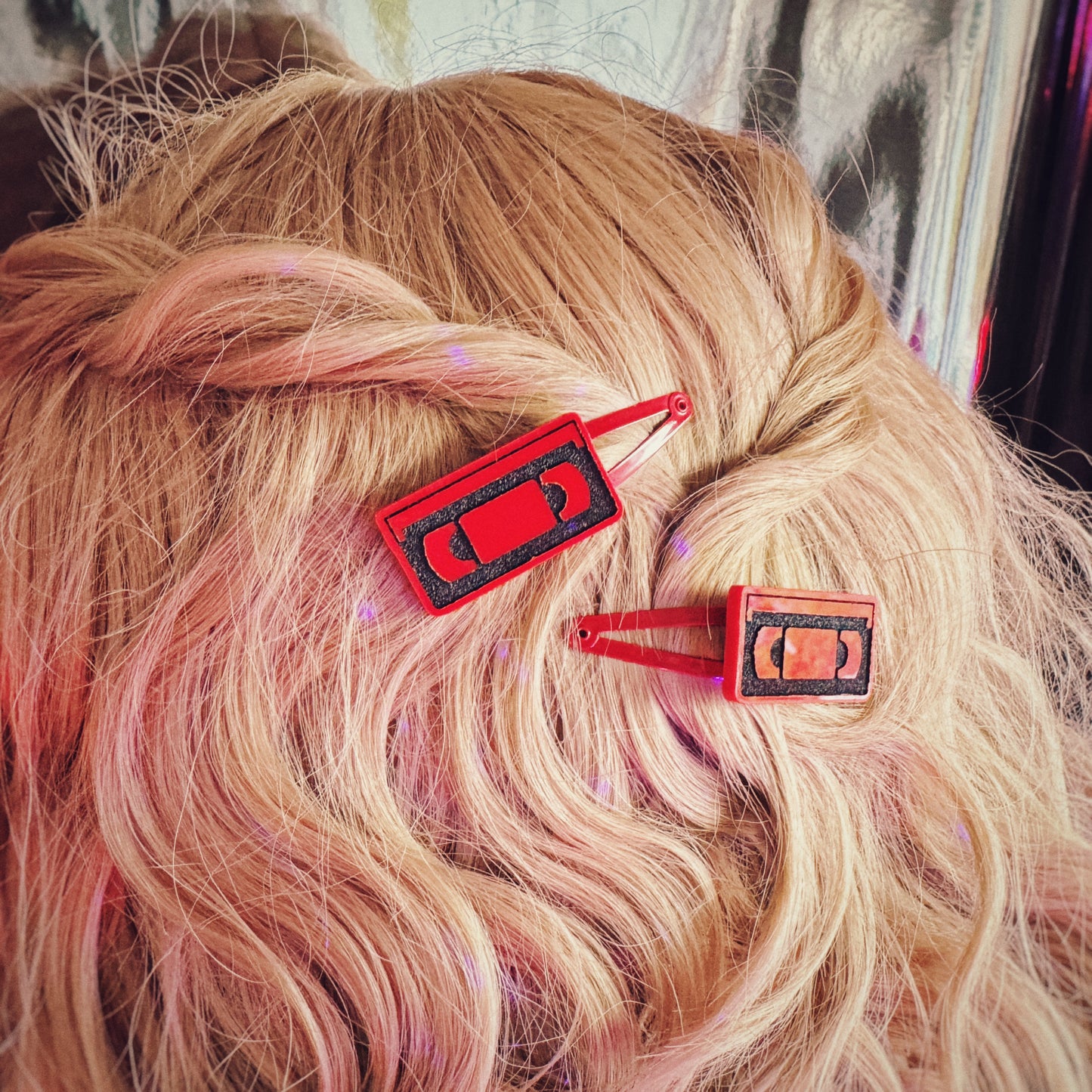 VHS Tape Hair Clips