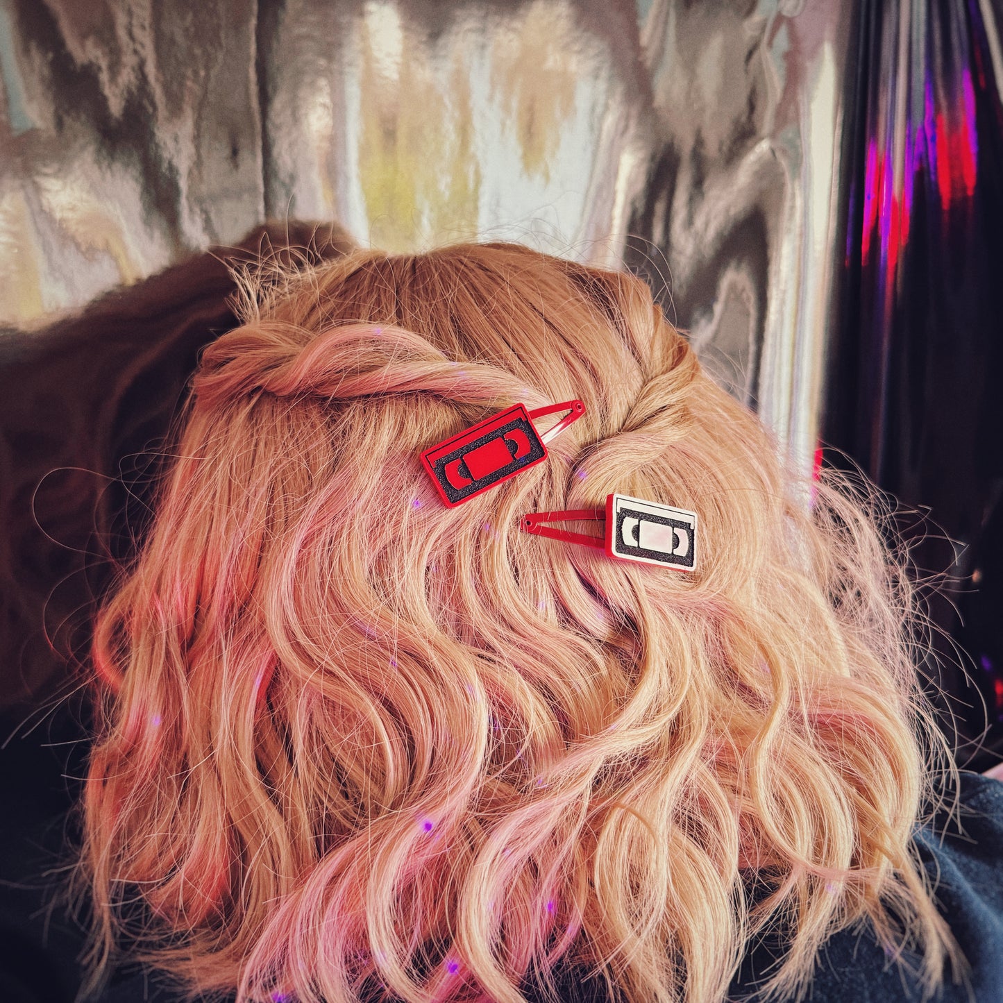 VHS Tape Hair Clips