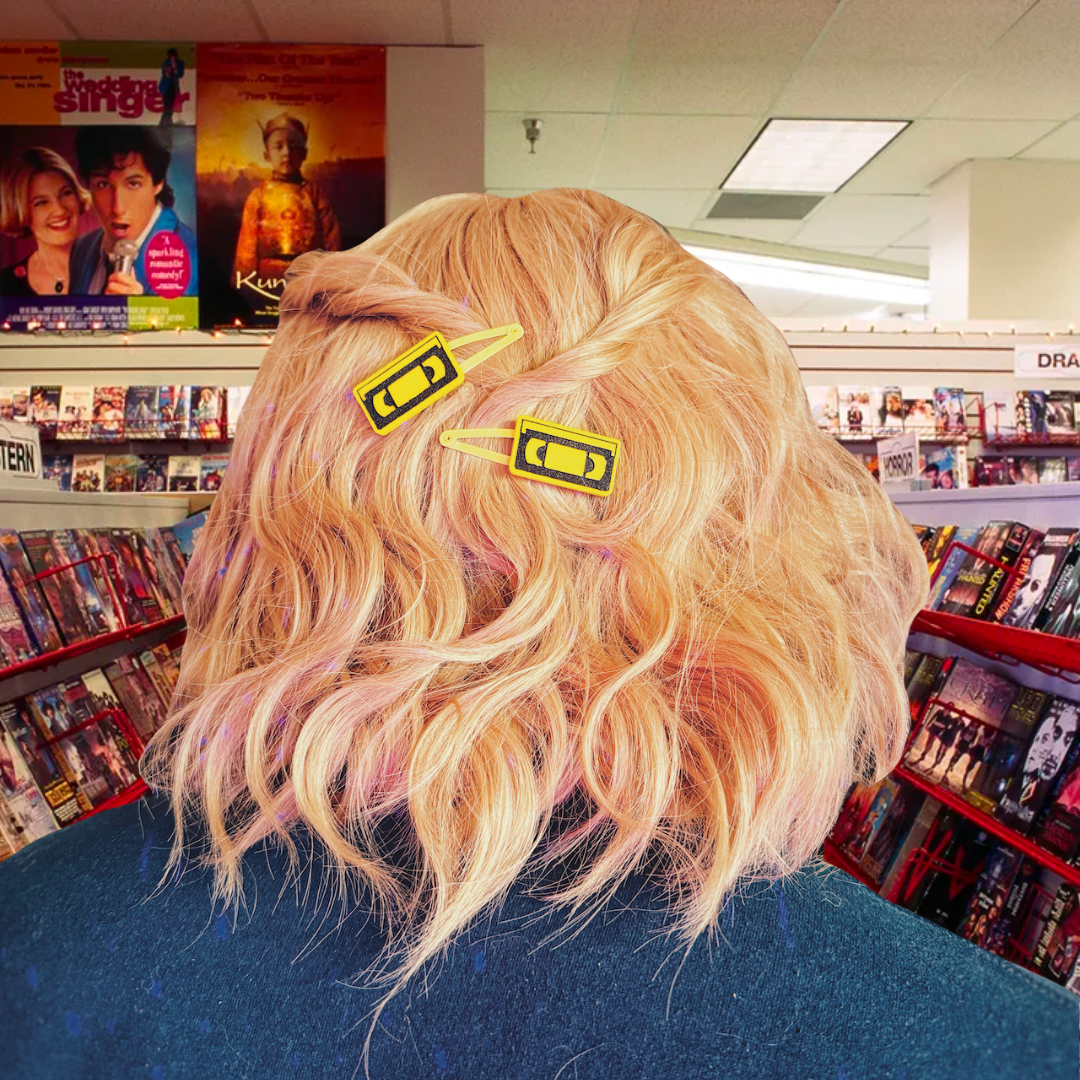 VHS Tape Hair Clips