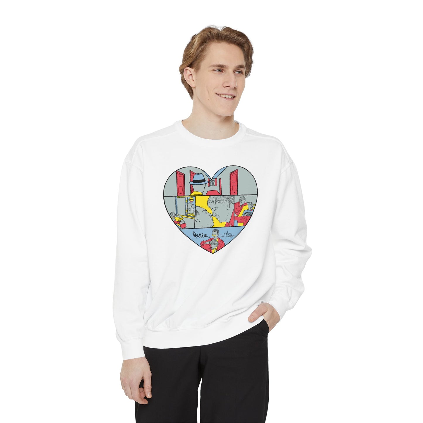 Queer Film-Inspired Illustrated Unisex Garment-Dyed Sweatshirt