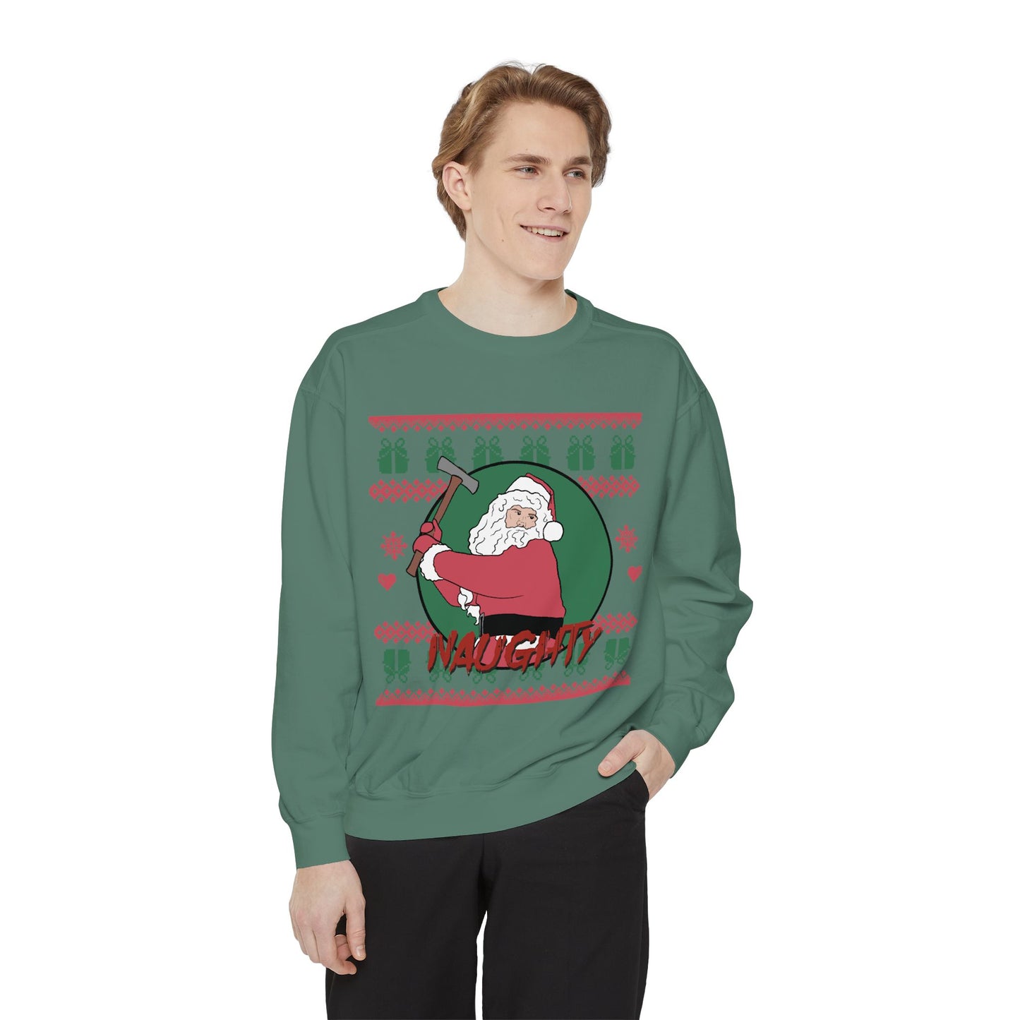Silent Night Deadly Night Inspired Illustrated Unisex Garment-Dyed Sweatshirt