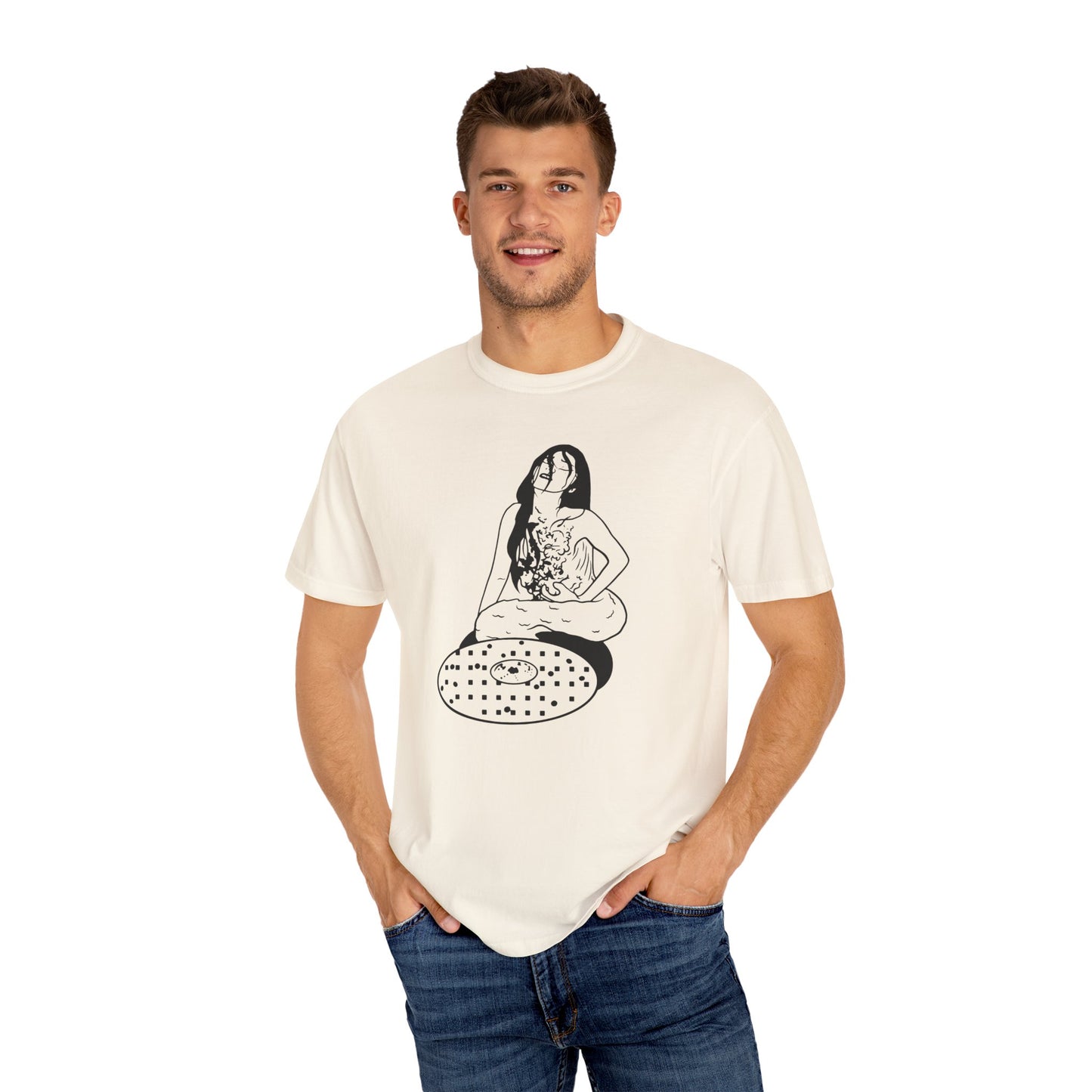 Mermaid in a Manhole (Guinea Pig) Unisex Garment-Dyed T-shirt