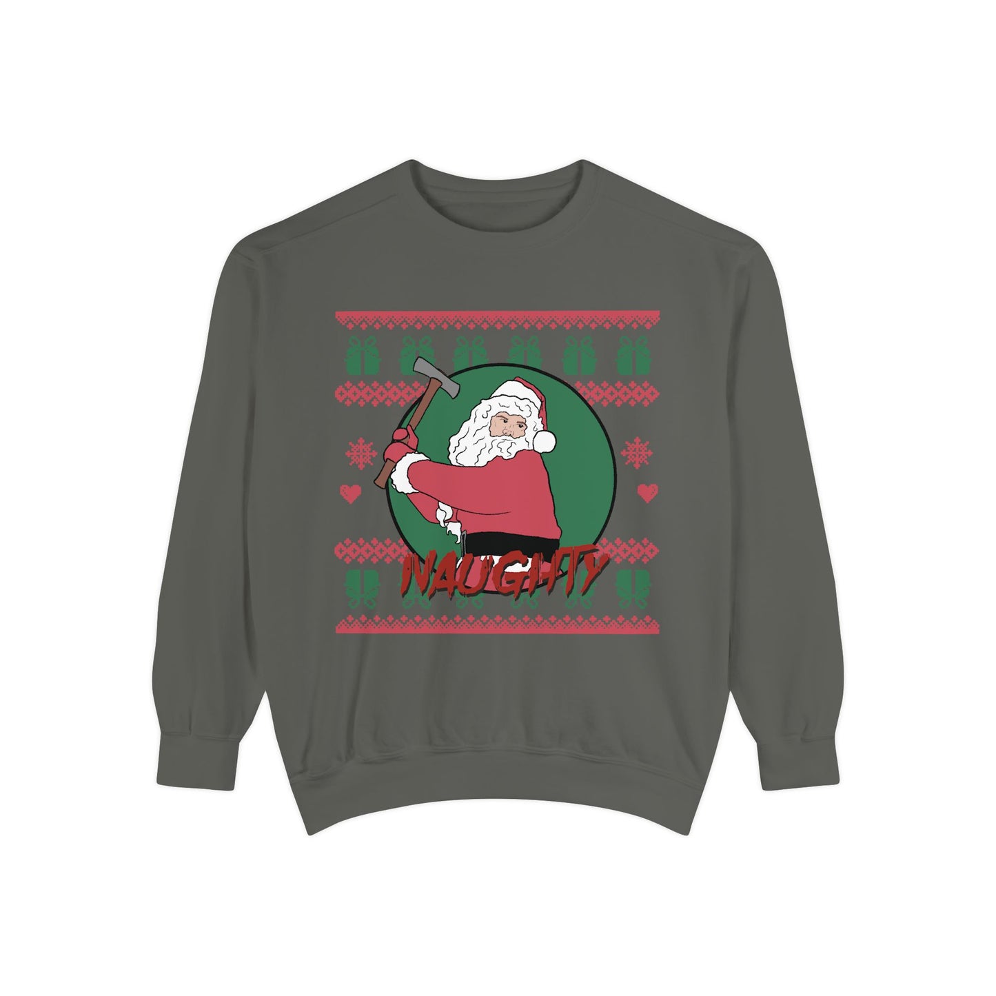 Silent Night Deadly Night Inspired Illustrated Unisex Garment-Dyed Sweatshirt