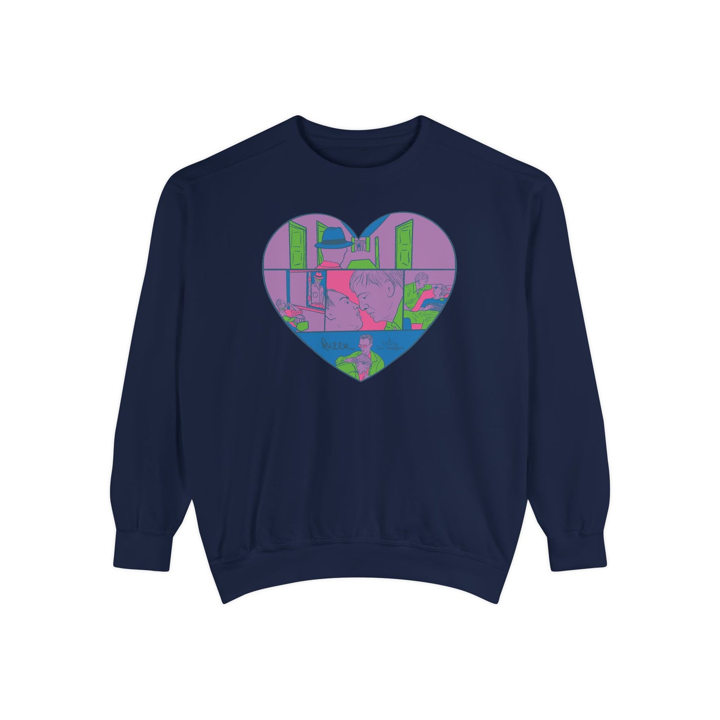 Queer Film-Inspired Illustrated Unisex Garment-Dyed Sweatshirt