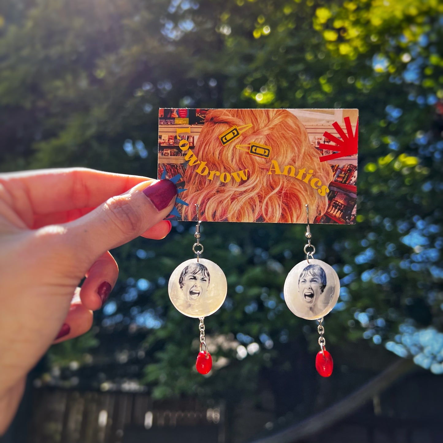 Psycho inspired blood drop dangle earrings