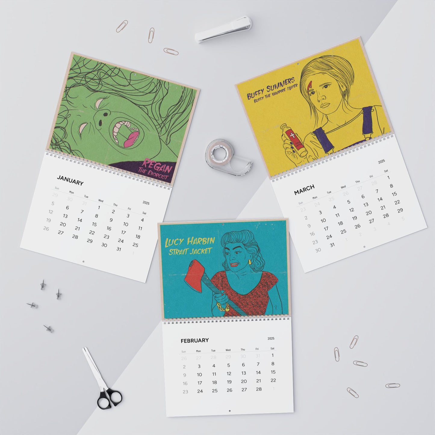 Horror Heroines Illustrated Wall Calendars (2025)