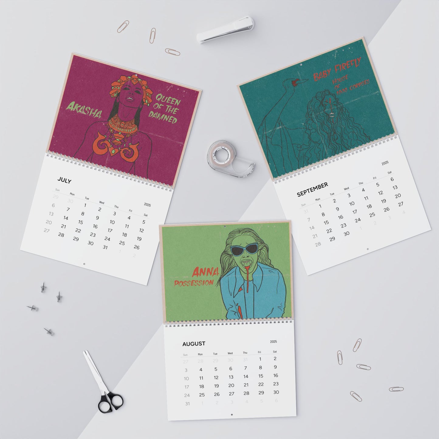 Horror Heroines Illustrated Wall Calendars (2025)