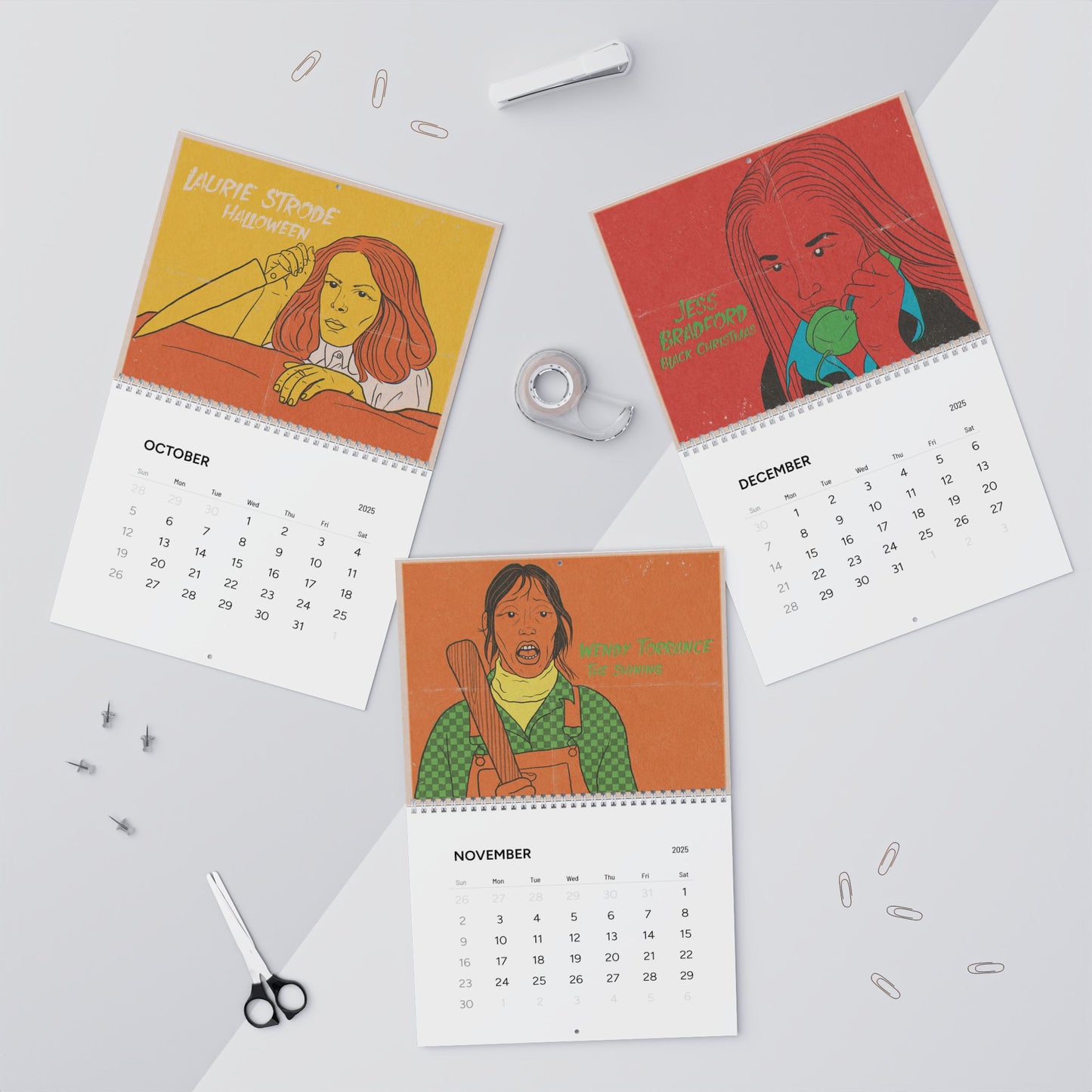 Horror Heroines Illustrated Wall Calendars (2025)