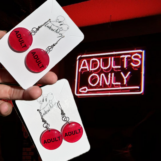 ADULTS VHS Rental Sticker Earrings