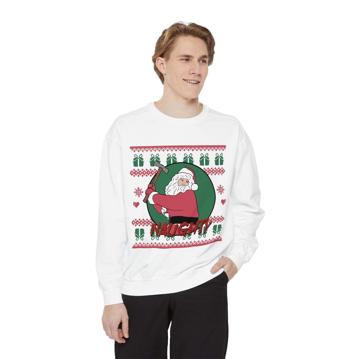 Silent Night Deadly Night Inspired Illustrated Unisex Garment-Dyed Sweatshirt