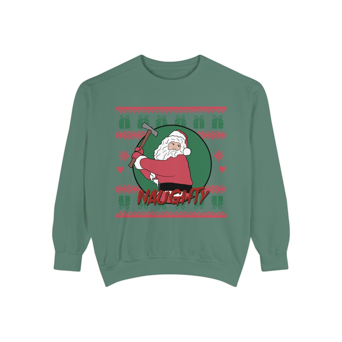 Silent Night Deadly Night Inspired Illustrated Unisex Garment-Dyed Sweatshirt