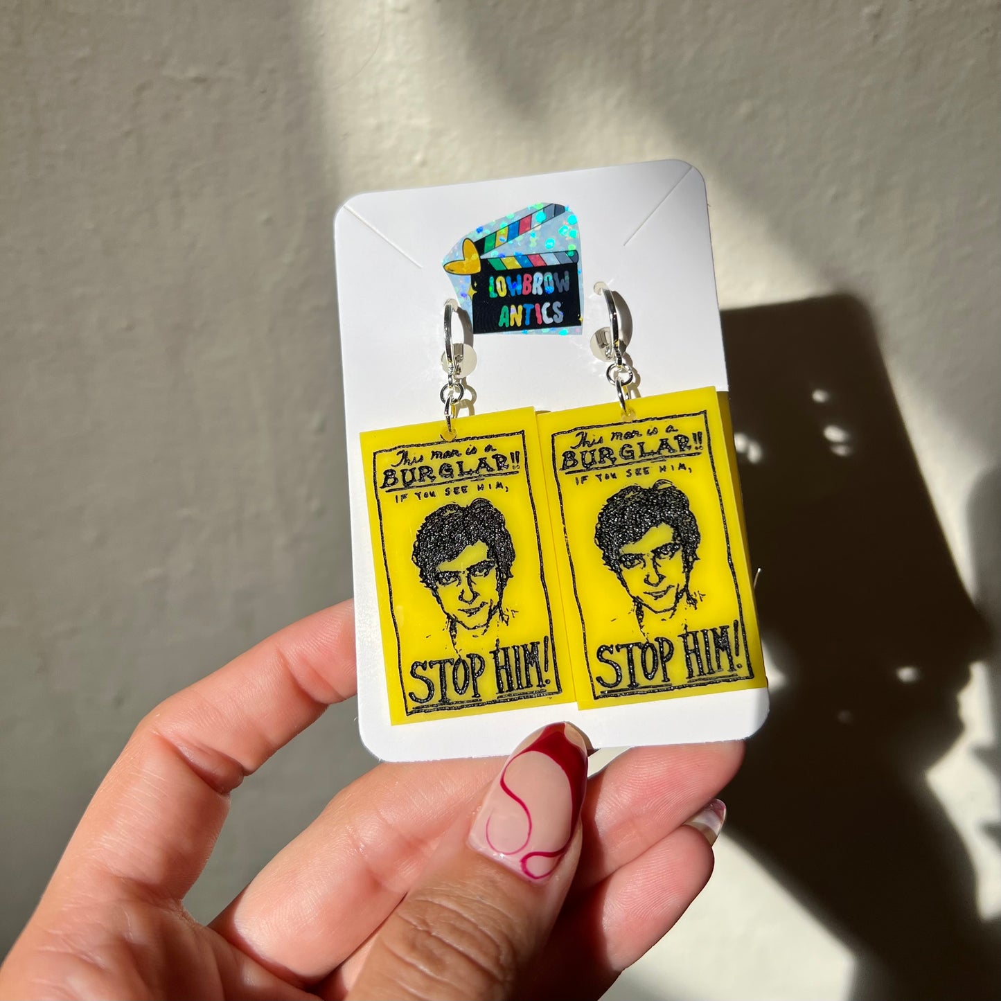 Stop Him! After Hours Inspired Flyer Earrings, Pins, and Keychains