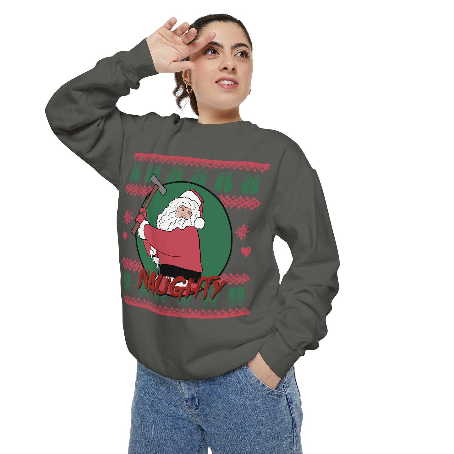 Silent Night Deadly Night Inspired Illustrated Unisex Garment-Dyed Sweatshirt