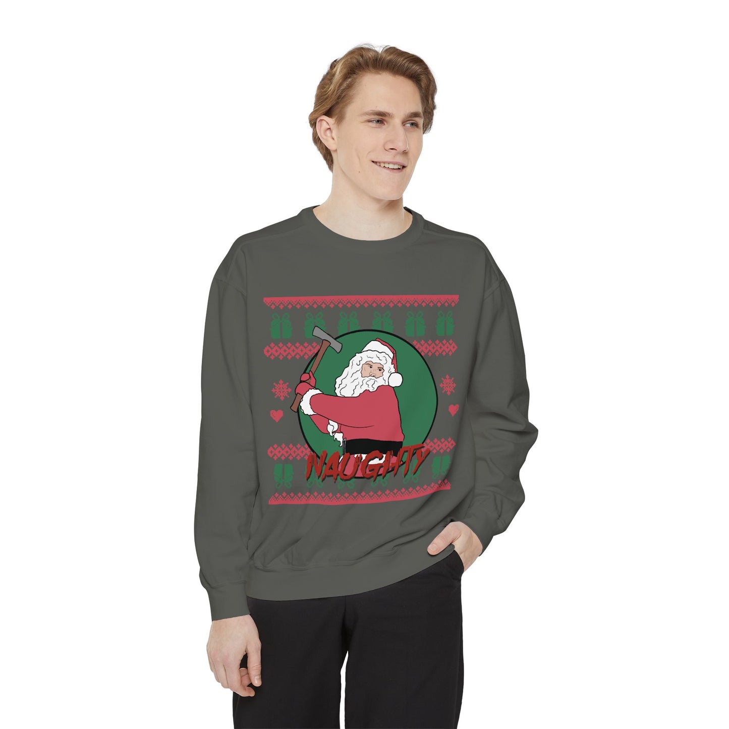 Silent Night Deadly Night Inspired Illustrated Unisex Garment-Dyed Sweatshirt