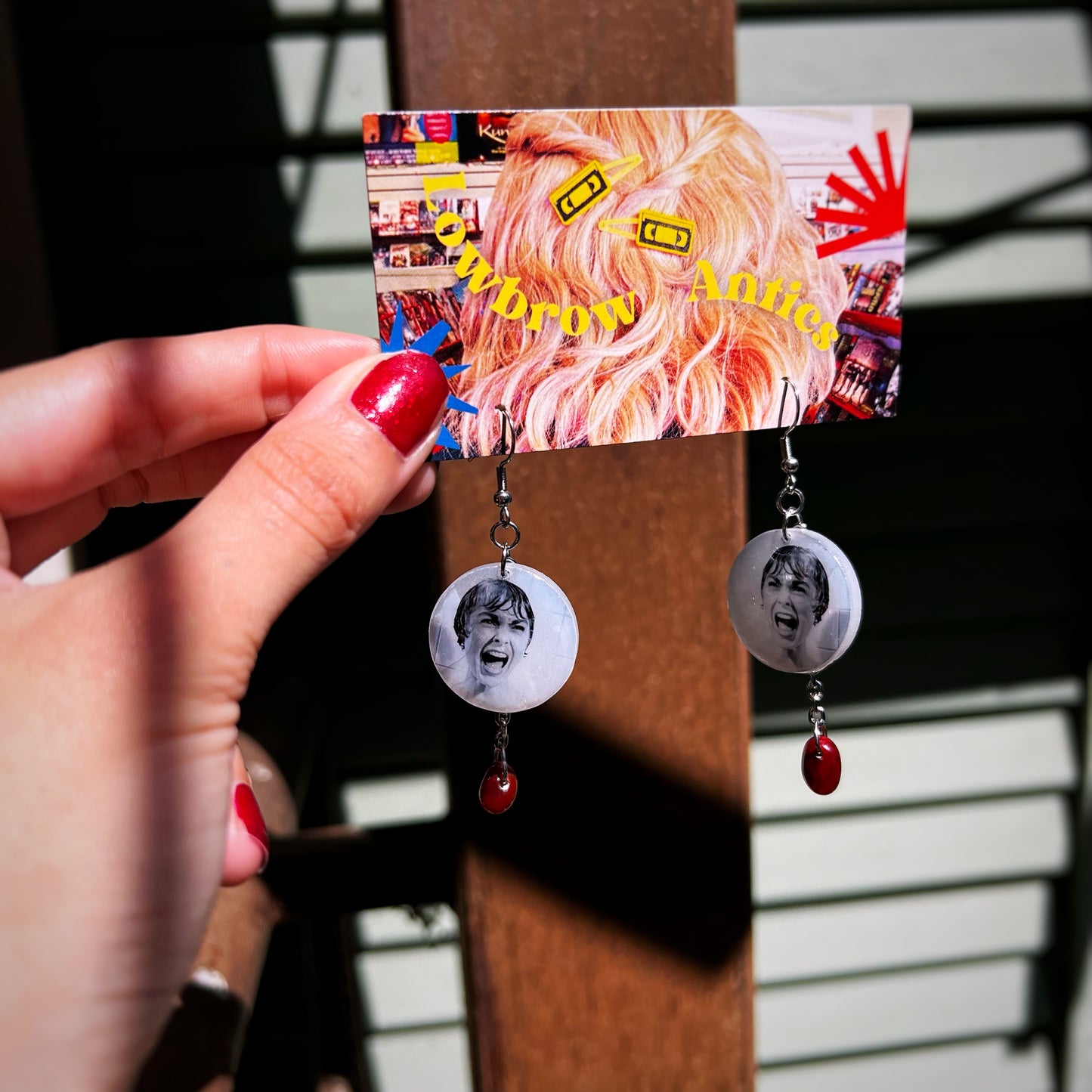 Psycho inspired blood drop dangle earrings