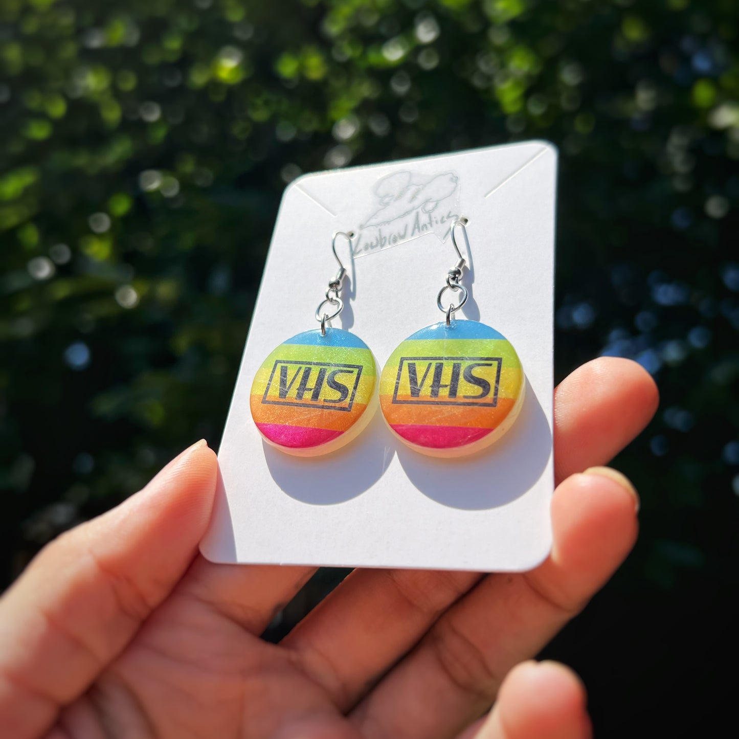 VHS Neon Rental Sticker Earrings