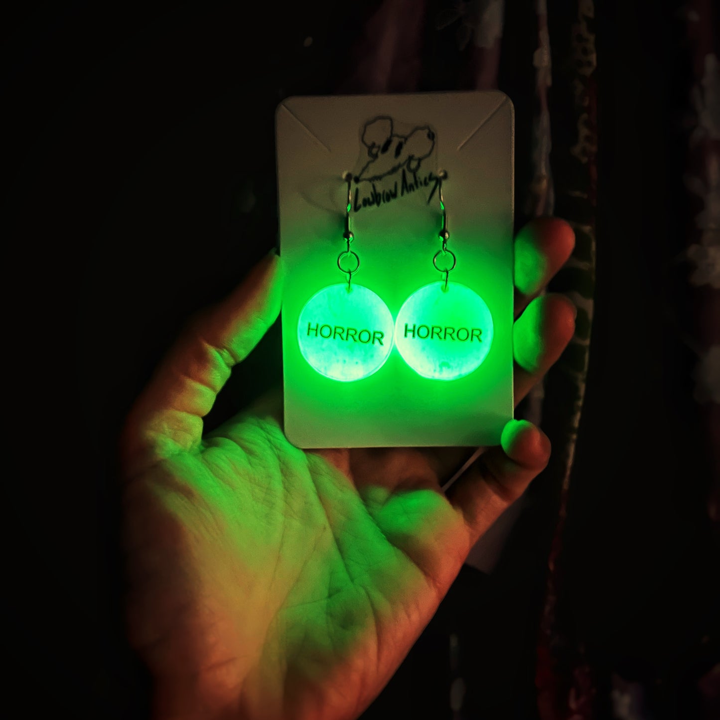 Horror VHS Sticker Glow in the Dark Earrings