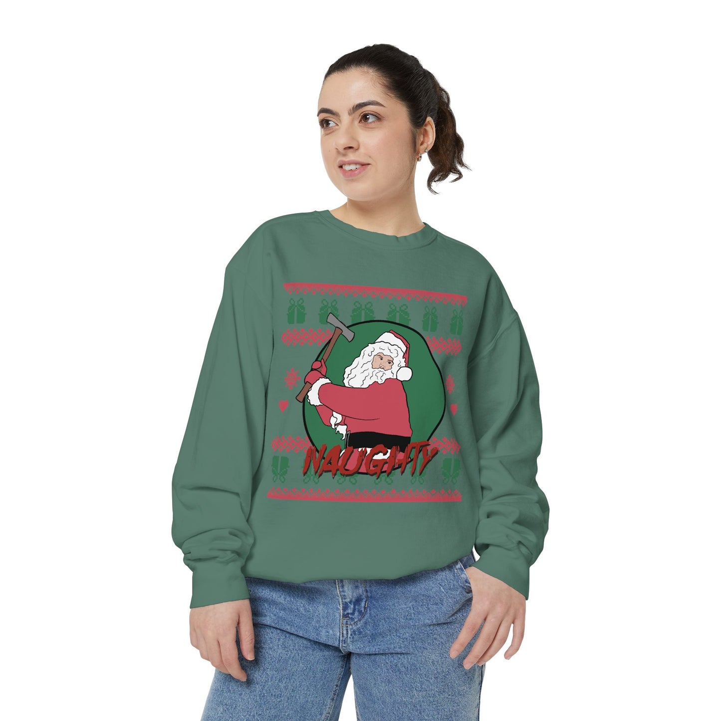 Silent Night Deadly Night Inspired Illustrated Unisex Garment-Dyed Sweatshirt