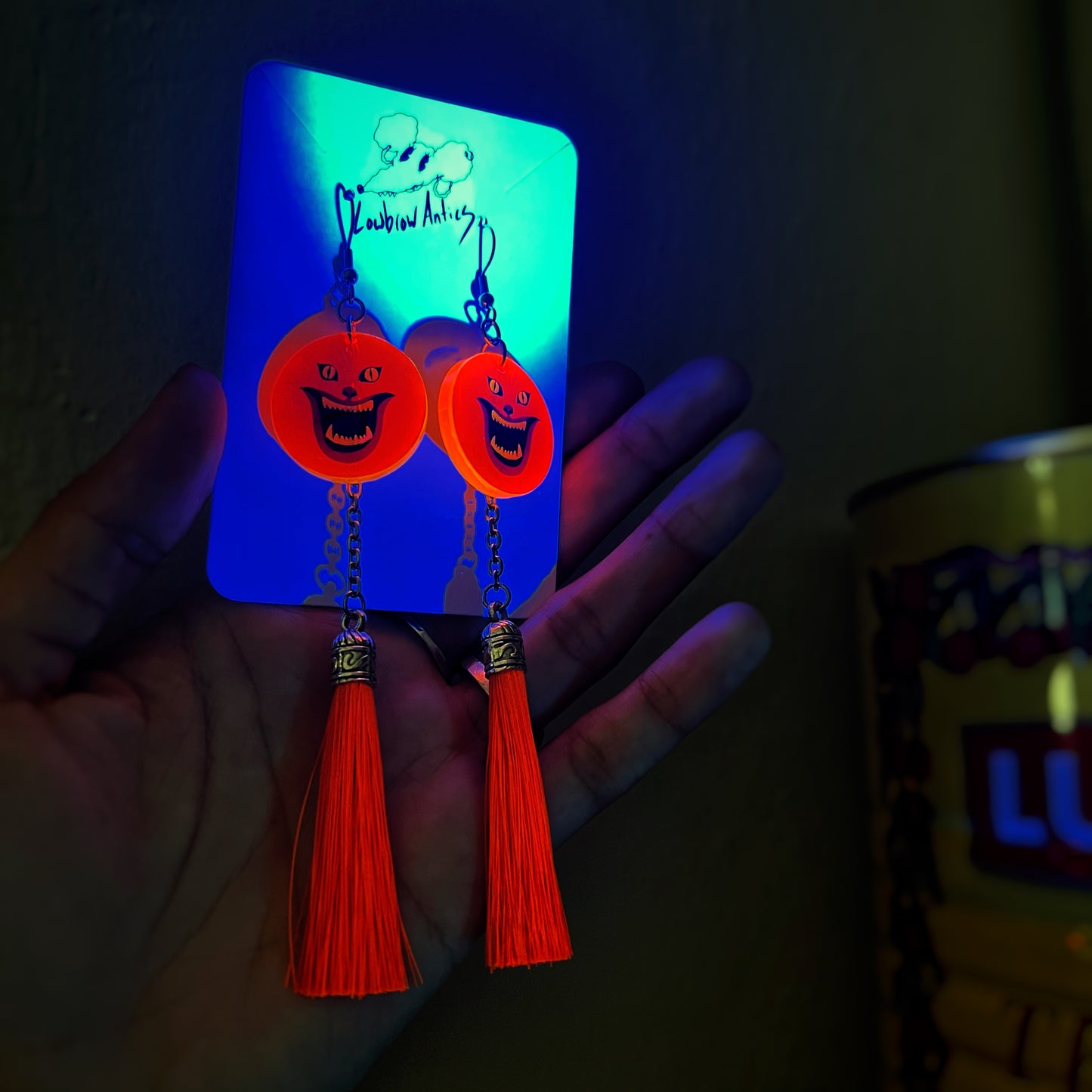 Hausu Neon UV Reactive Tassel Earrings