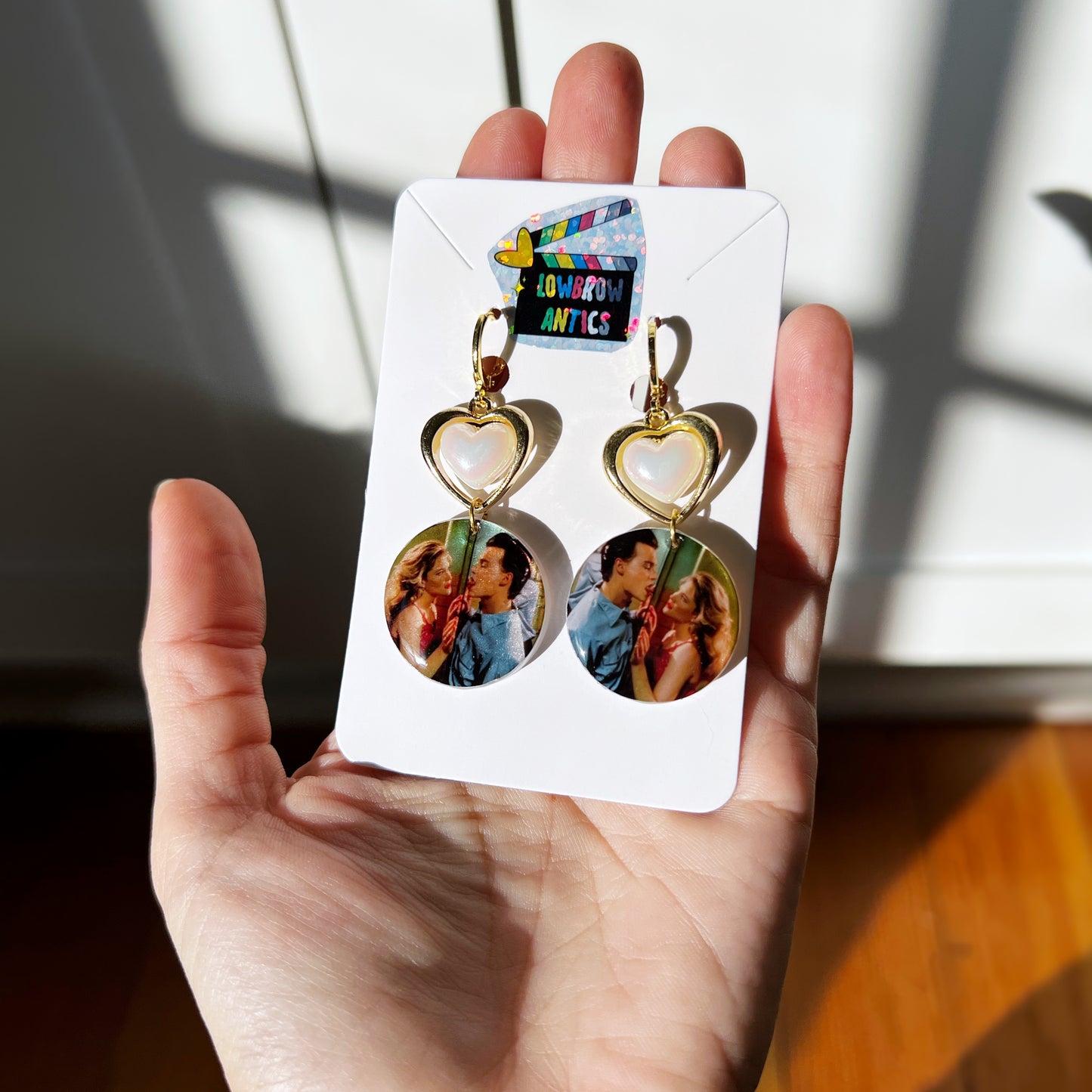 Crybaby Film Still Pearlescent Heart Earrings