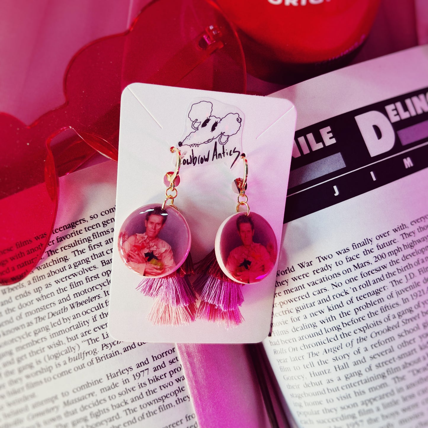 Willem Dafoe Portrait Fringe Earrings