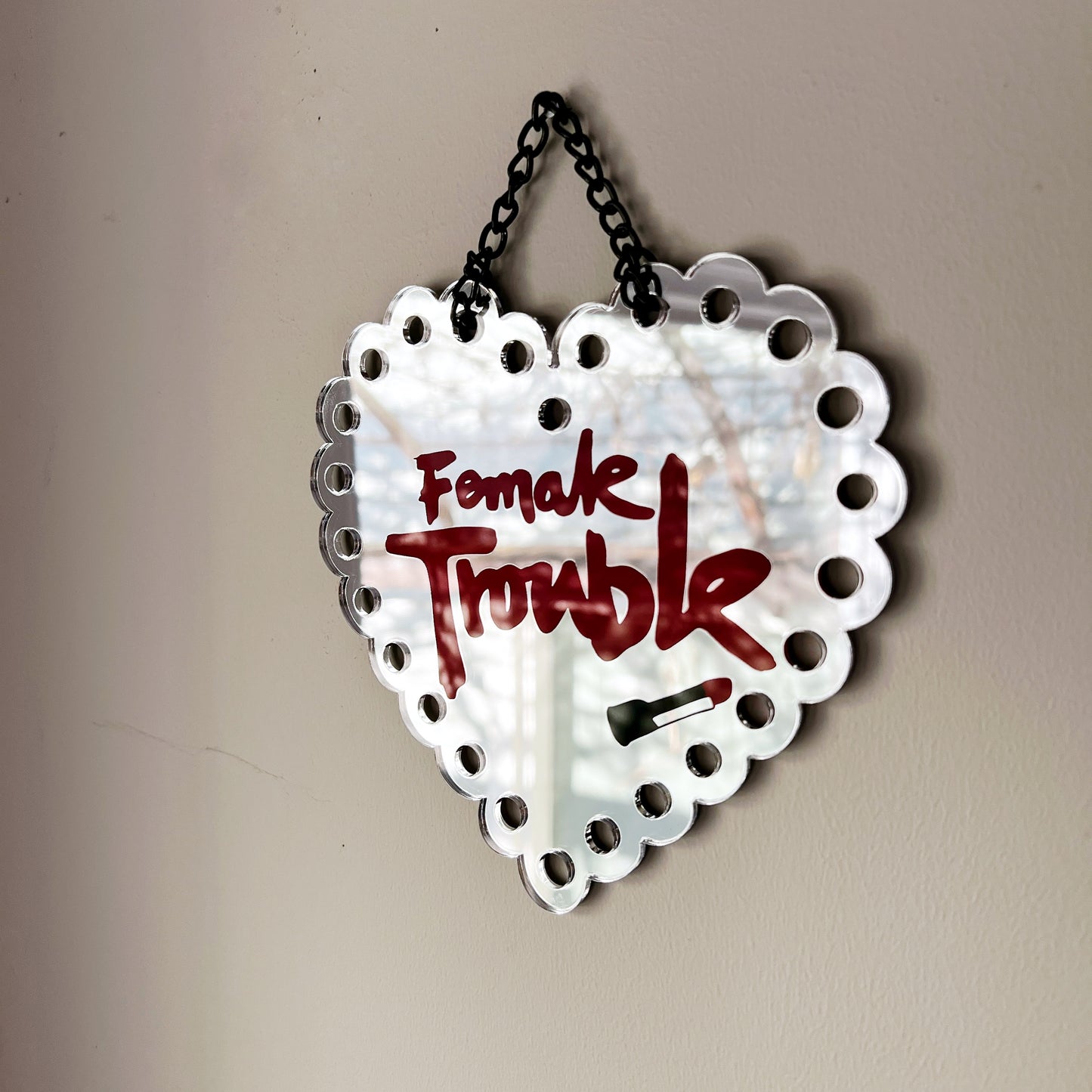 Female Trouble Mirrored Wall Hanging Decor