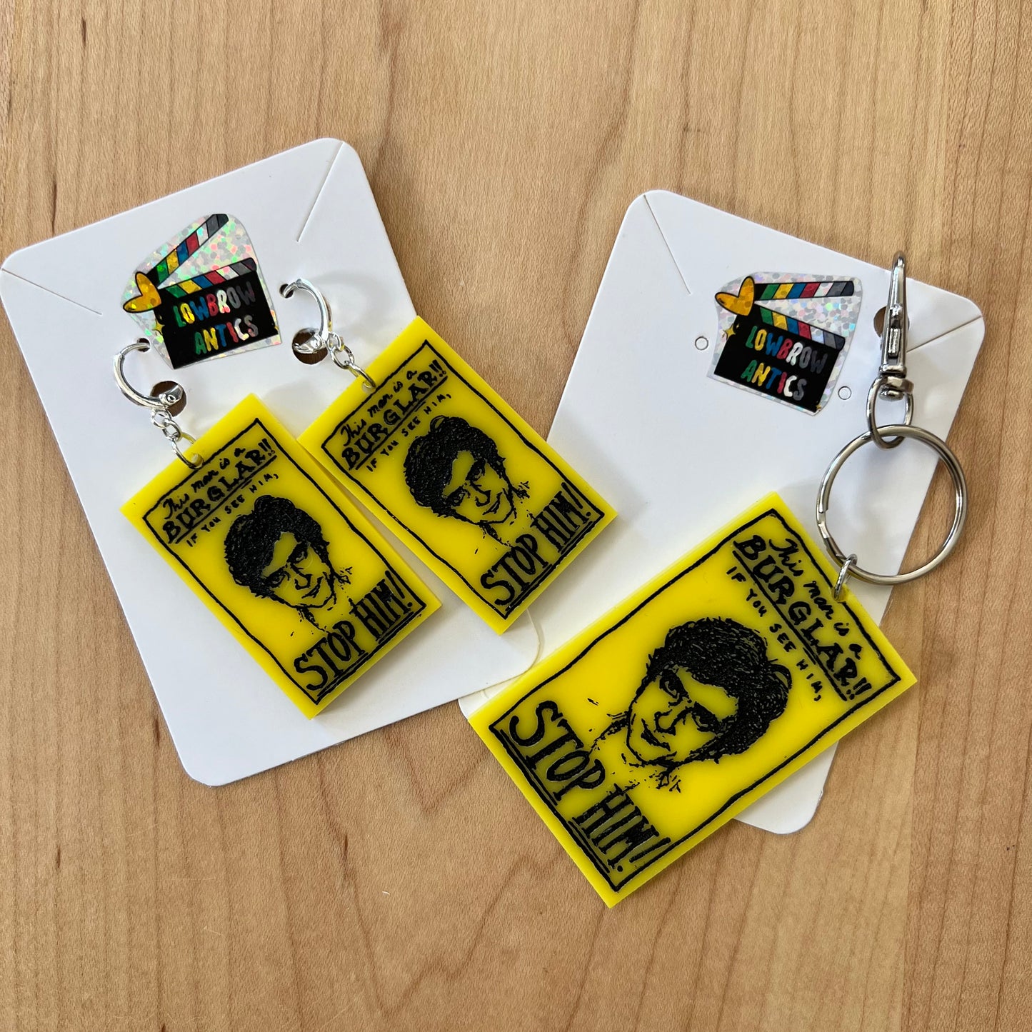 Stop Him! After Hours Inspired Flyer Earrings, Pins, and Keychains
