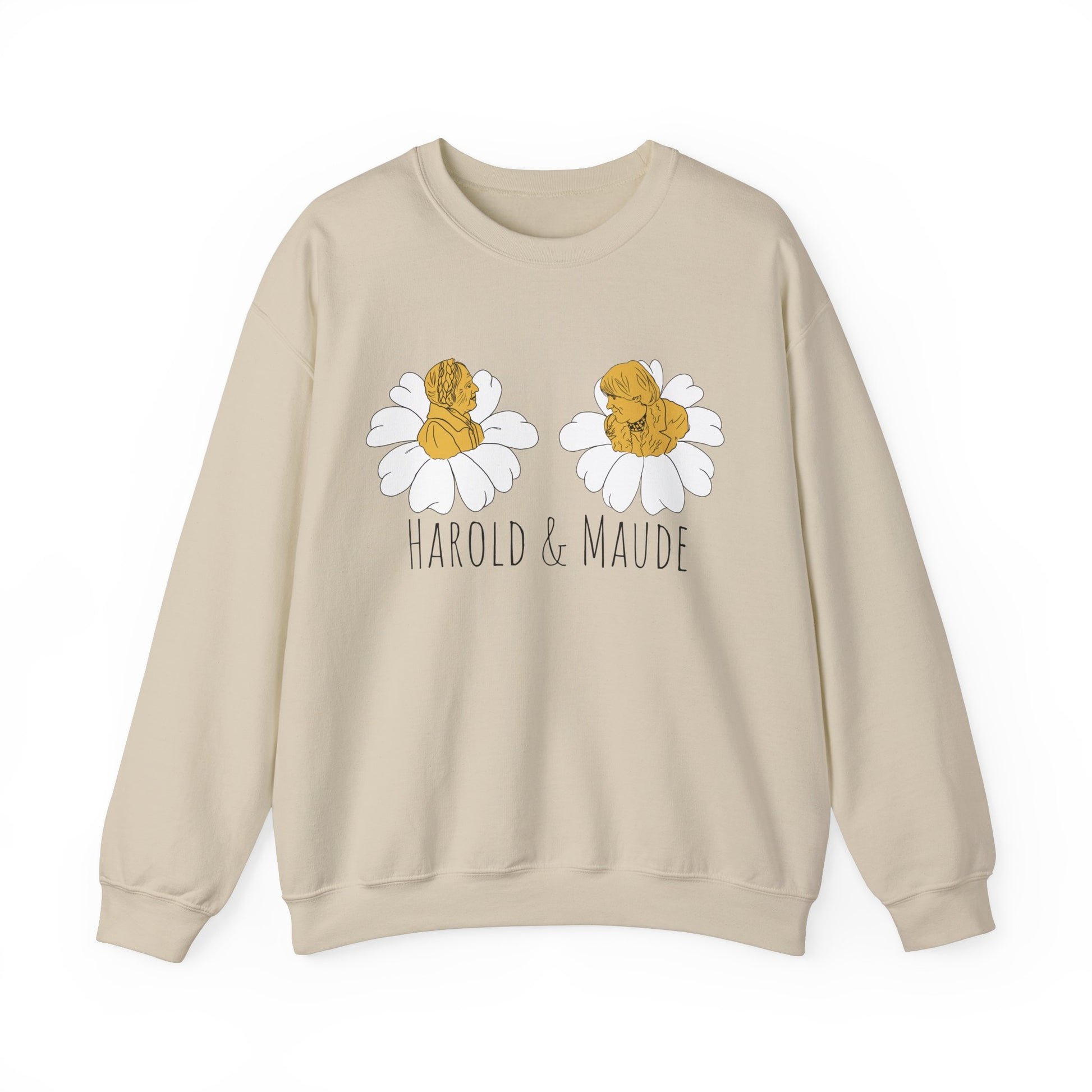 Harold & Maude unisex crewneck sweatshirt featuring a nostalgic, minimalist design for fans of the cult classic film.