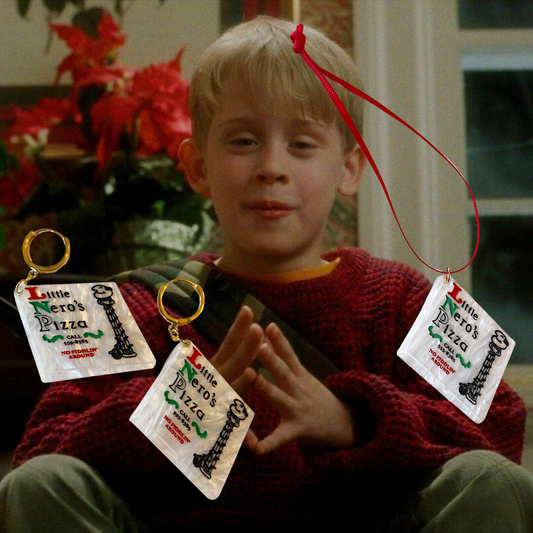 Home Alone Little Nero's Pizza Box Earrings & Ornaments