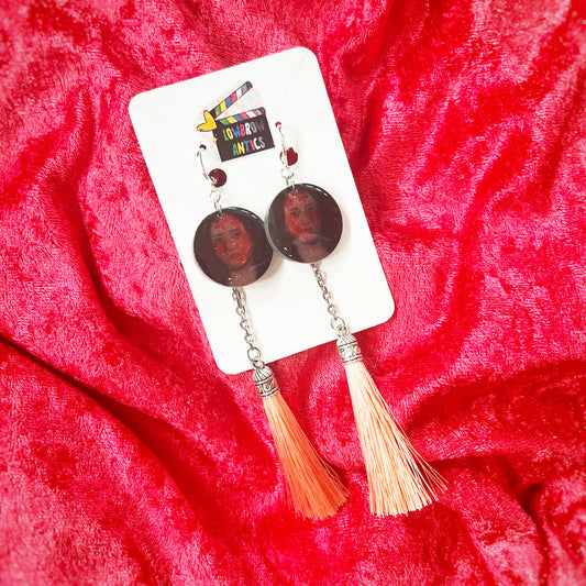 Hausu Face Cracking Charm Tassel Earrings