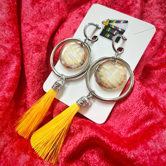 Hausu Colorful Circles Charm Tassel Earrings